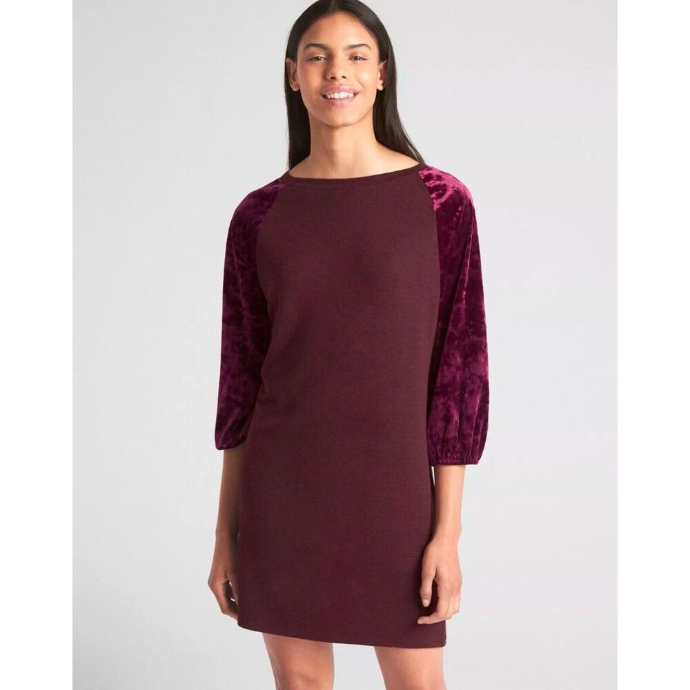 Gap Dress Womens XL Burgundy Velvet Raglan T Shirt Long Sleeve Softspun NEW